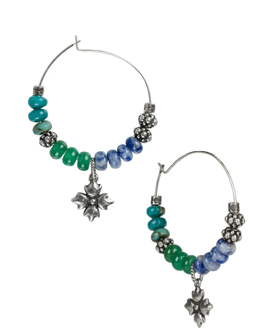 Patricia Nash Beaded Floret Hoop Earrings| Earrings