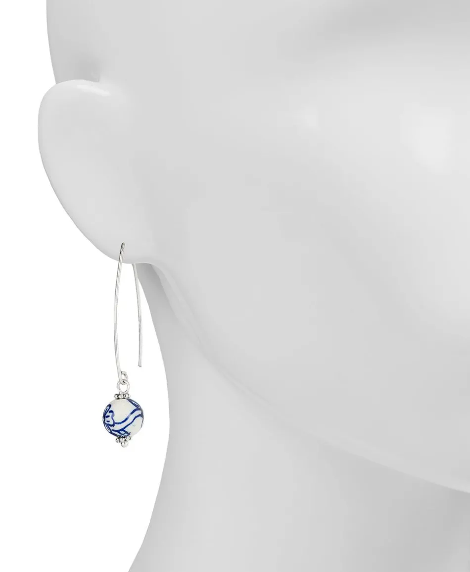 Patricia Nash Blue Arc Hoop Bead Earrings| Earrings