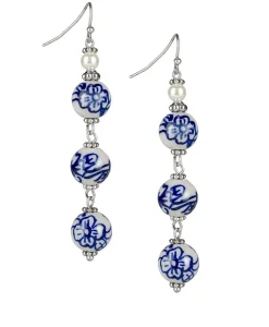 Patricia Nash Blue Triple Bead Drop Earrings| Earrings
