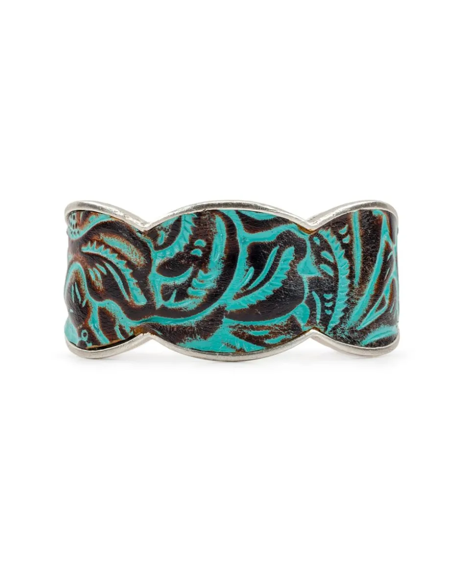 Patricia Nash Elisabetta Turquoise Leather Inset Cuff| Bracelets