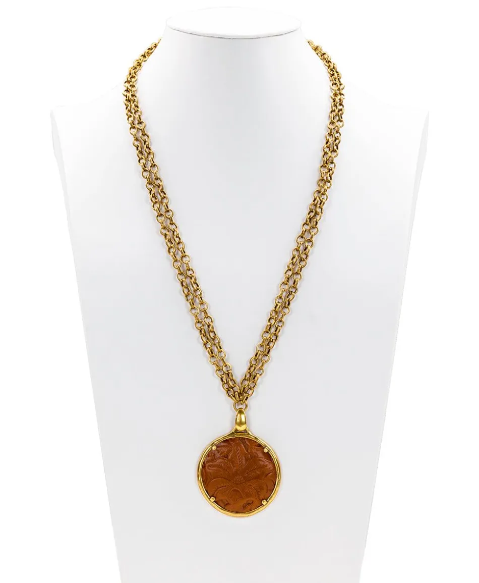 Patricia Nash Nicolina Leather Inset Necklace| Necklaces