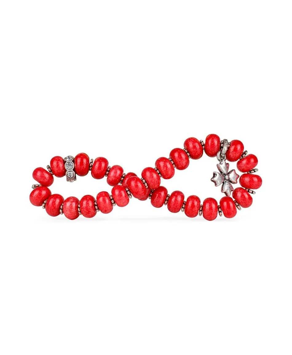 Patricia Nash Red Stone Heart Stretch Bracelet| Bracelets