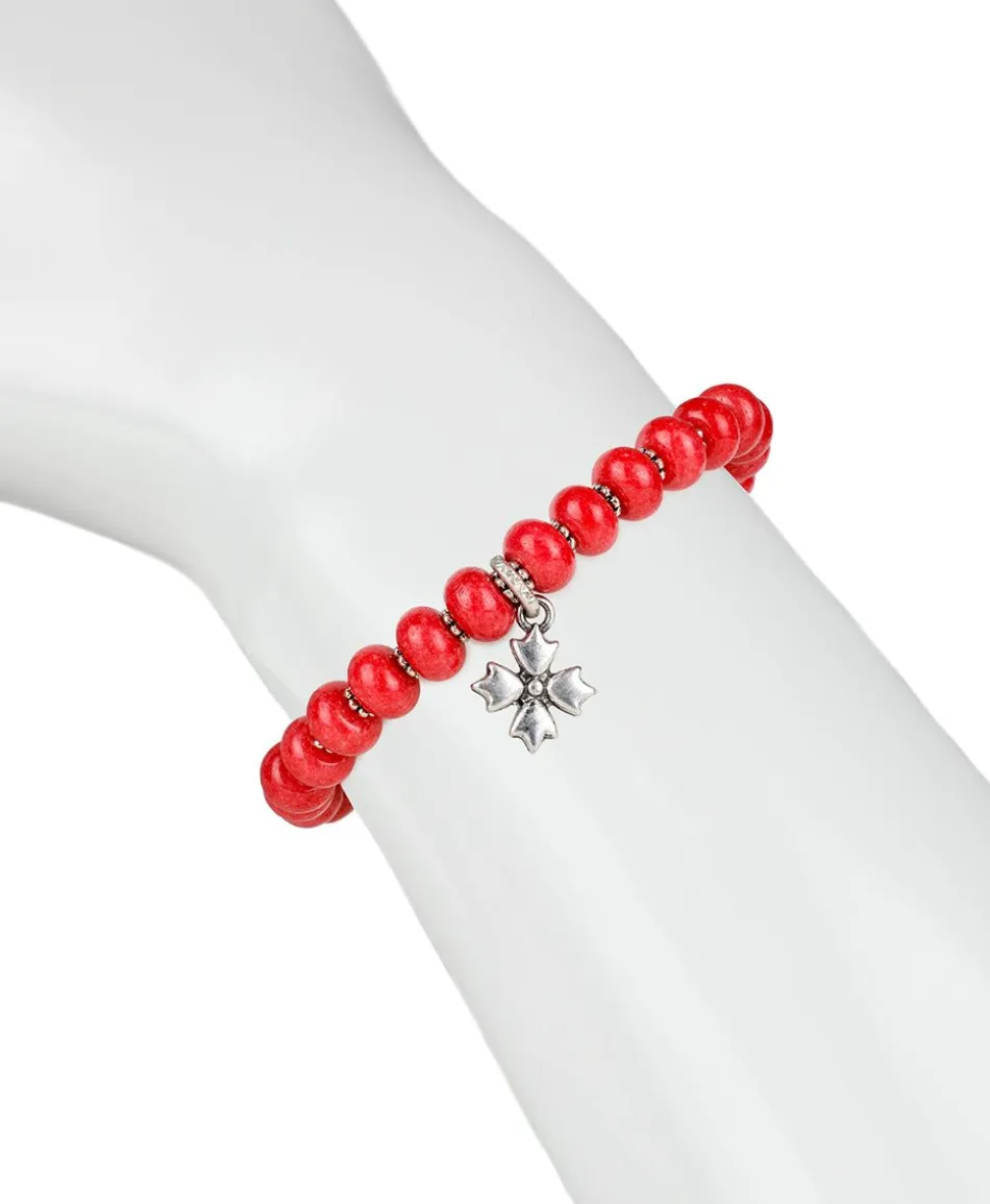 Patricia Nash Red Stone Heart Stretch Bracelet| Bracelets