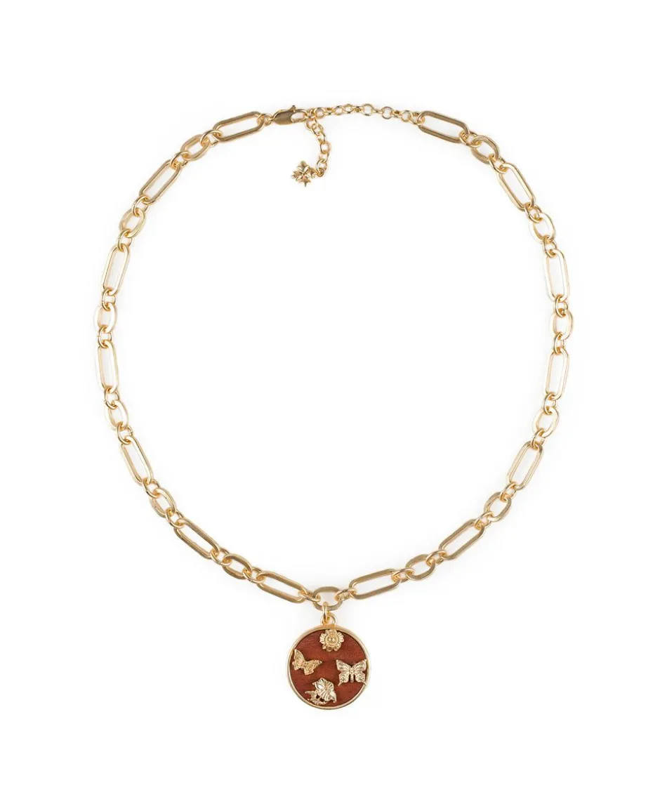 Patricia Nash Round Butterfly Pendant Necklace| Necklaces