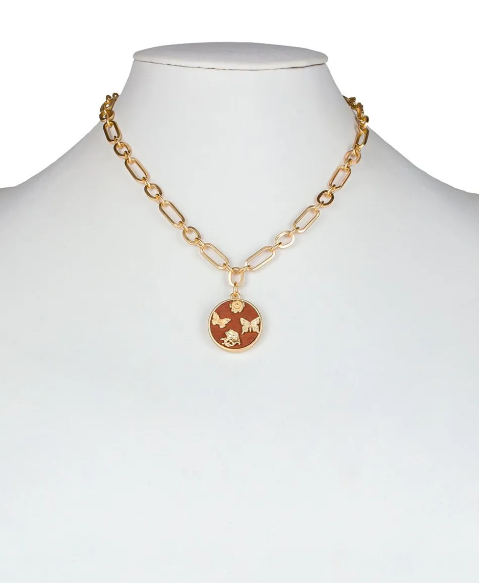 Patricia Nash Round Butterfly Pendant Necklace| Necklaces