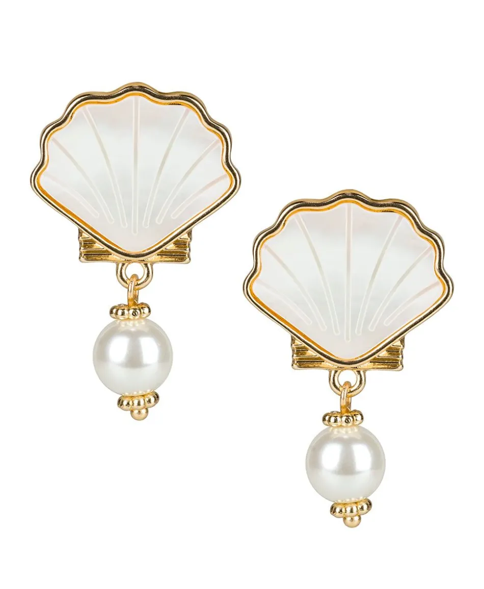 Patricia Nash Shell Stud Drop Pearl Earrings| Earrings
