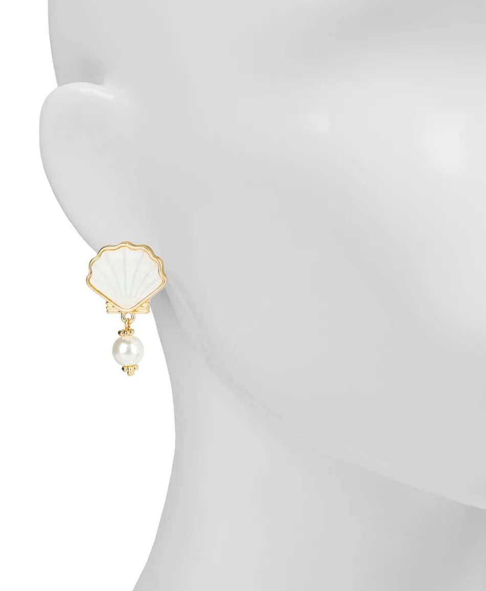 Patricia Nash Shell Stud Drop Pearl Earrings| Earrings