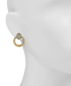Patricia Nash Twist Rope Doorknocker Pave Earrings| Earrings